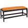 Mango Wood Arch Bench with Leather Seat in Black