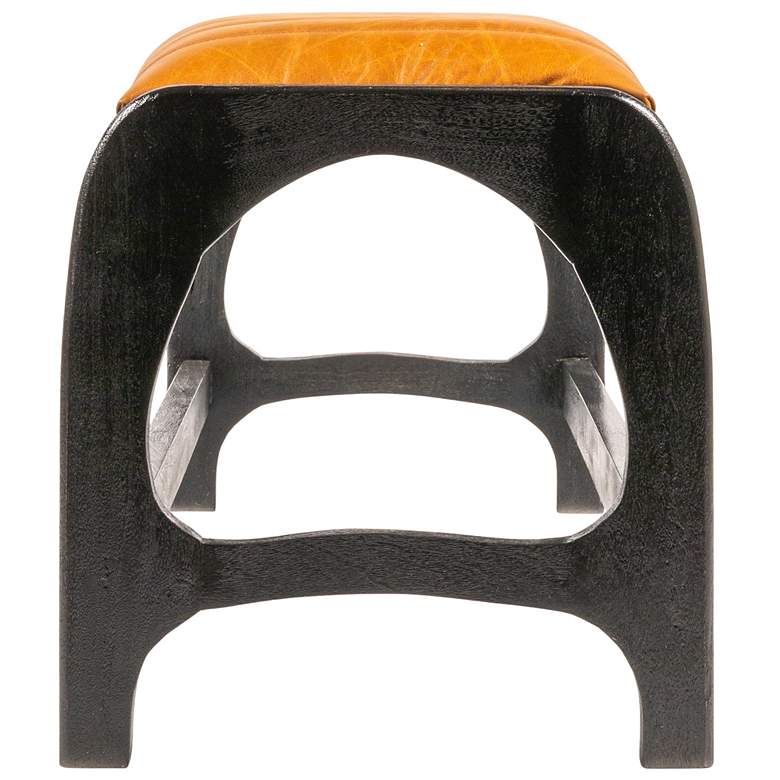 Image 5 Mango Wood Arch Bench with Leather Seat in Black more views