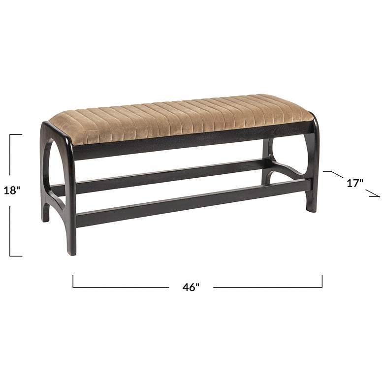 Image 2 Mango Wood Arch Bench with Velvet Seat in Black more views