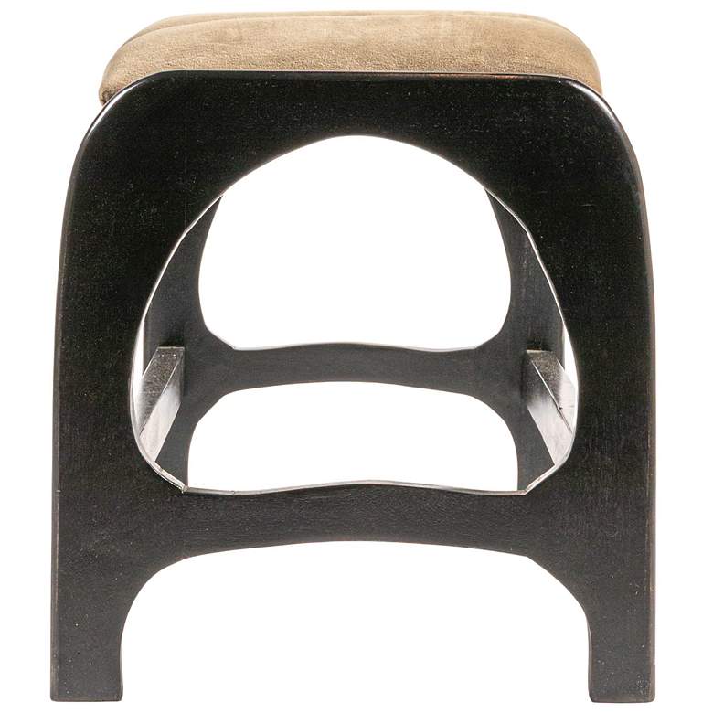 Image 4 Mango Wood Arch Bench with Velvet Seat in Black more views