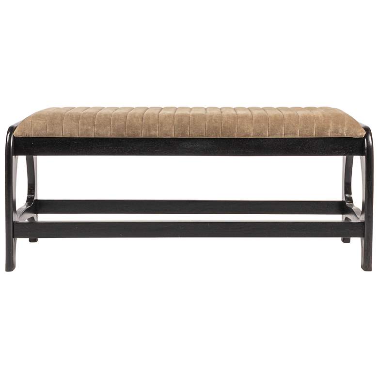Image 5 Mango Wood Arch Bench with Velvet Seat in Black more views