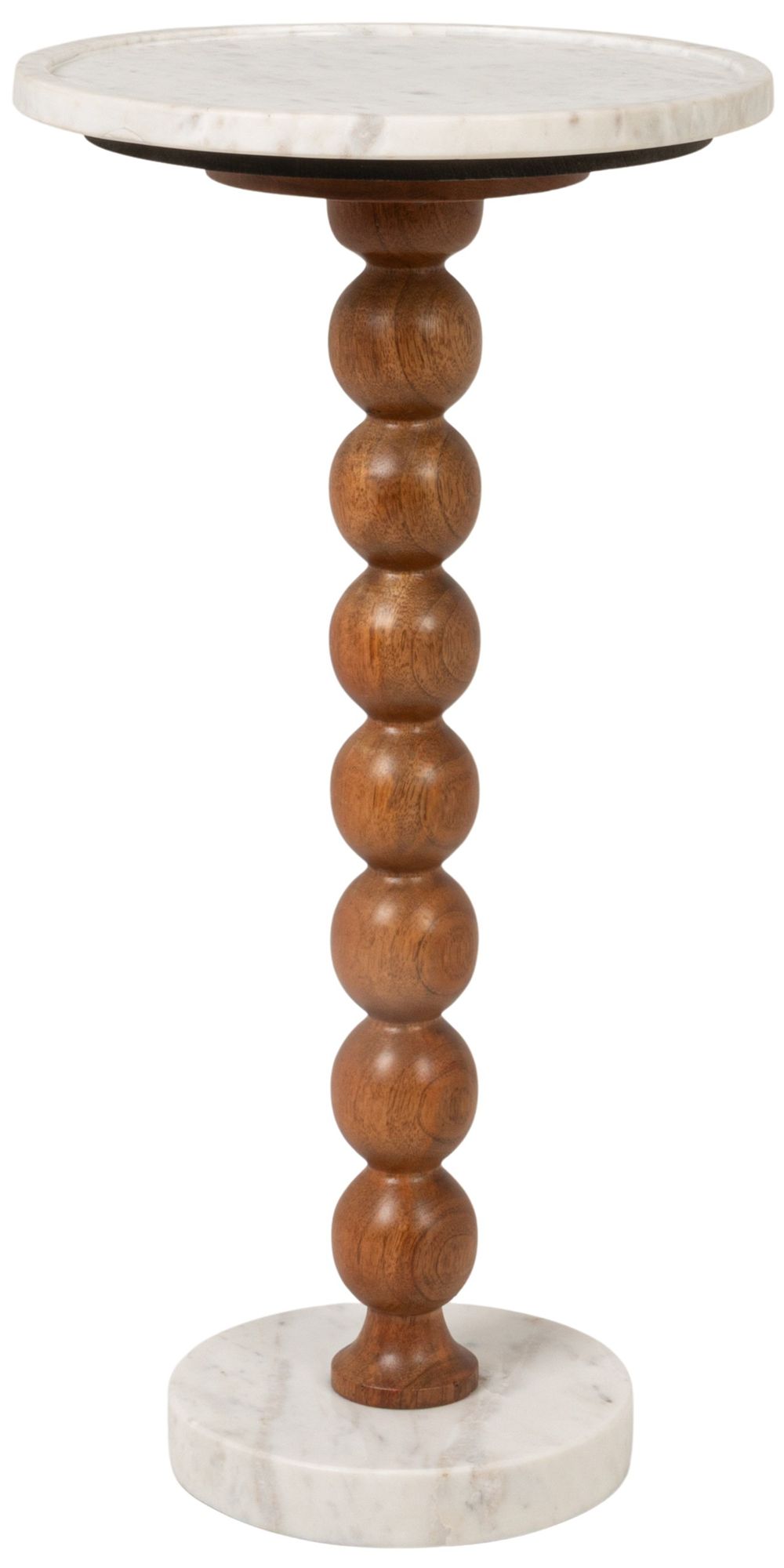 Image 2 Mango Wood Bead Ball and Marble Drink Table, Honey Walnut and White