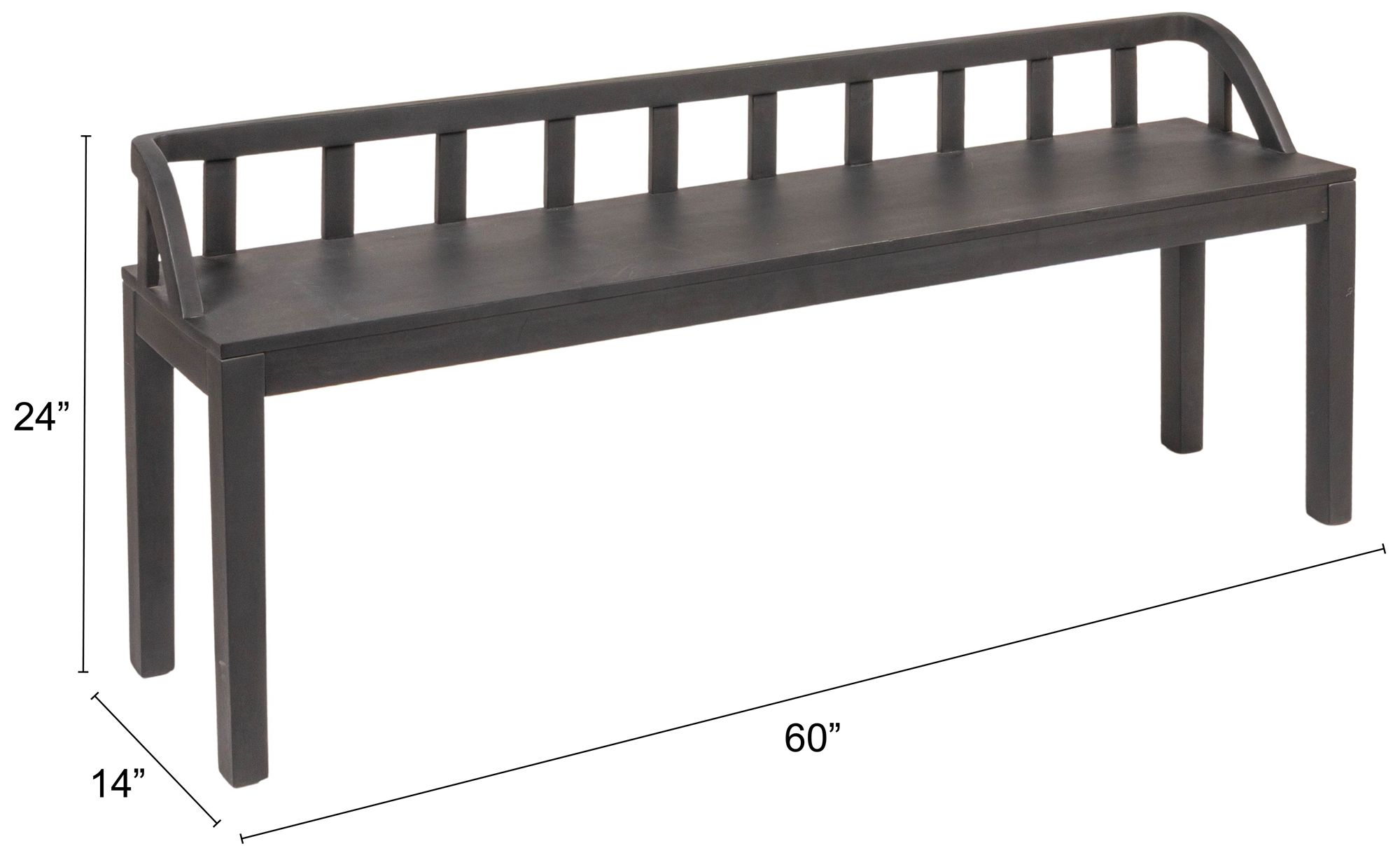 Image 3 Mango Wood Bench, Black more views