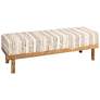 1_Mango Wood Bench with Upholstered Top, Multicolor