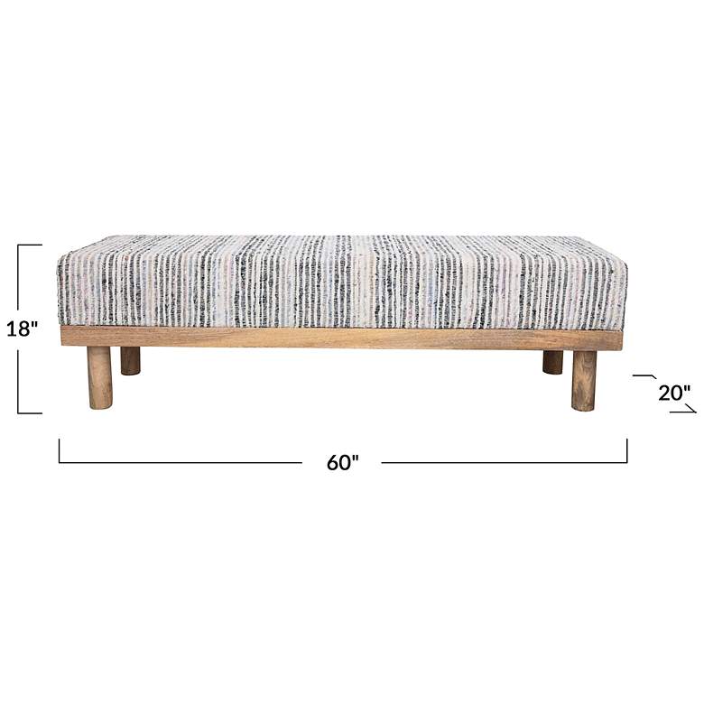 Image 2 Mango Wood Bench with Upholstered Top, Multicolor more views