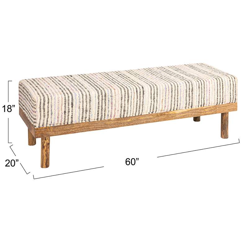 Image 3 Mango Wood Bench with Upholstered Top, Multicolor more views