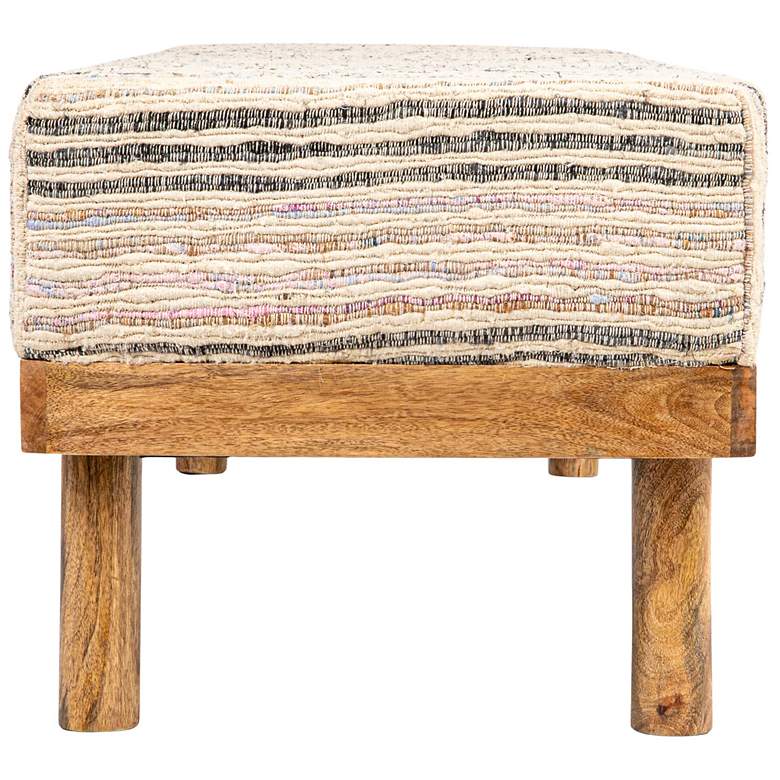 Image 5 Mango Wood Bench with Upholstered Top, Multicolor more views