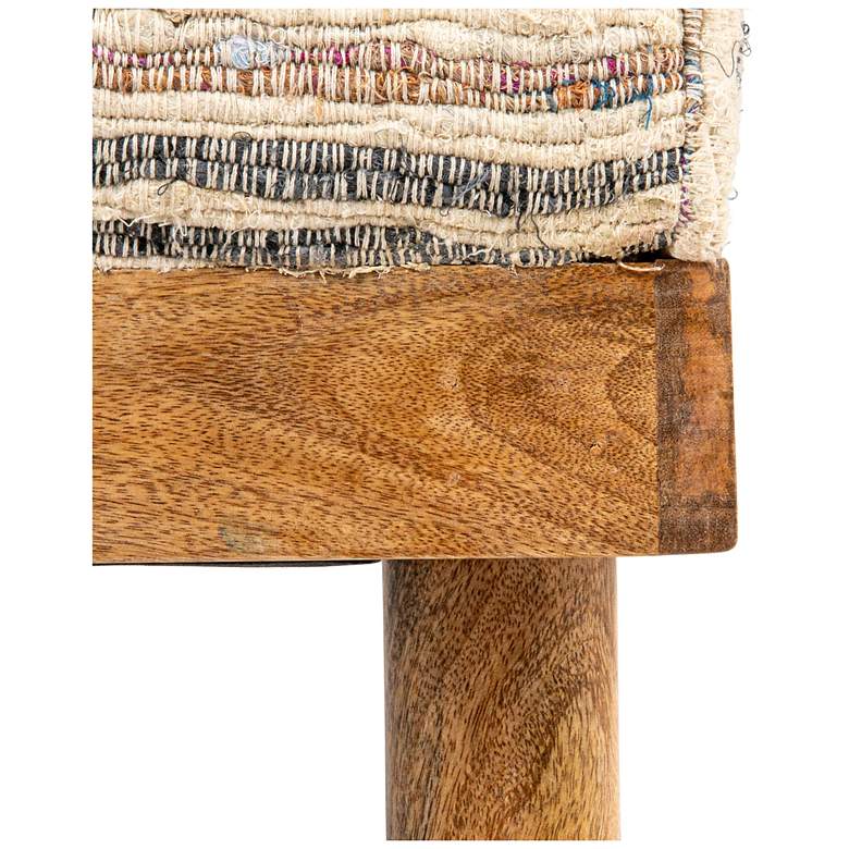 Image 6 Mango Wood Bench with Upholstered Top, Multicolor more views