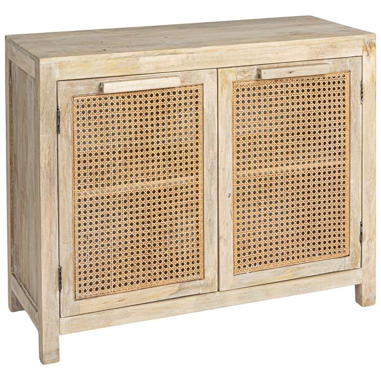 Image 2 Mango Wood & Cane 2-Door Accent Cabinet