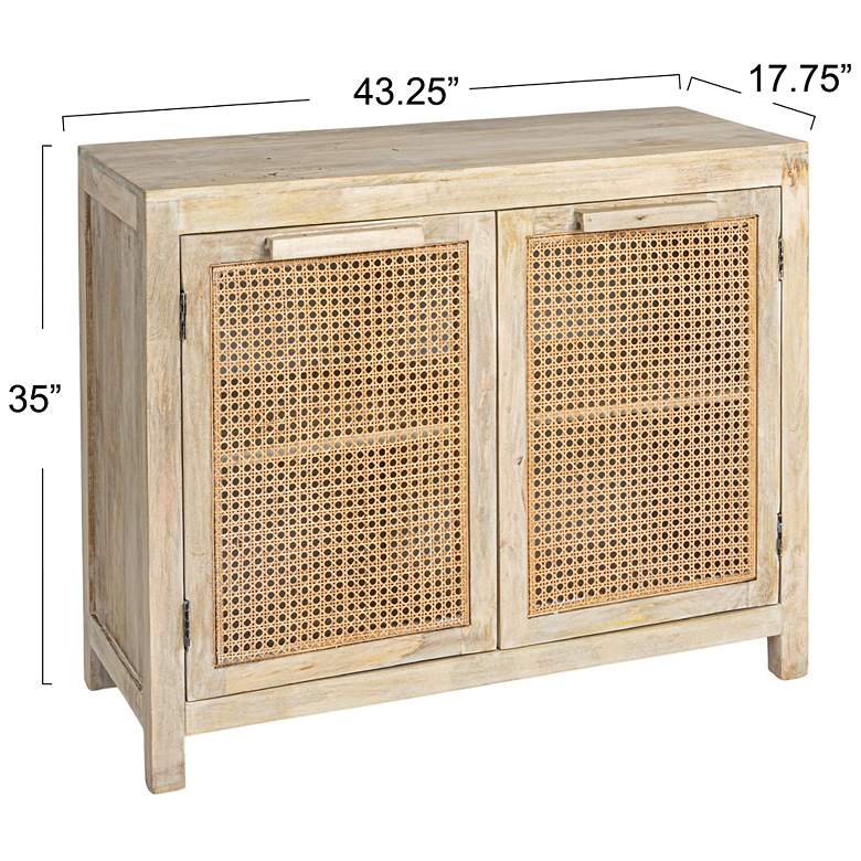 Image 3 Mango Wood & Cane 2-Door Accent Cabinet more views