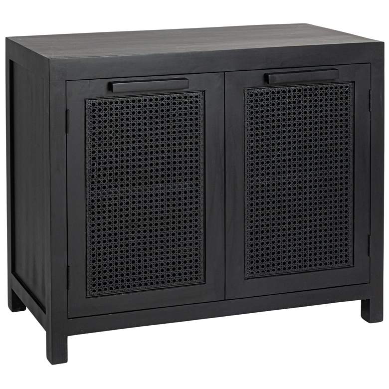 Image 2 Mango Wood & Cane 2-Door Accent Cabinet