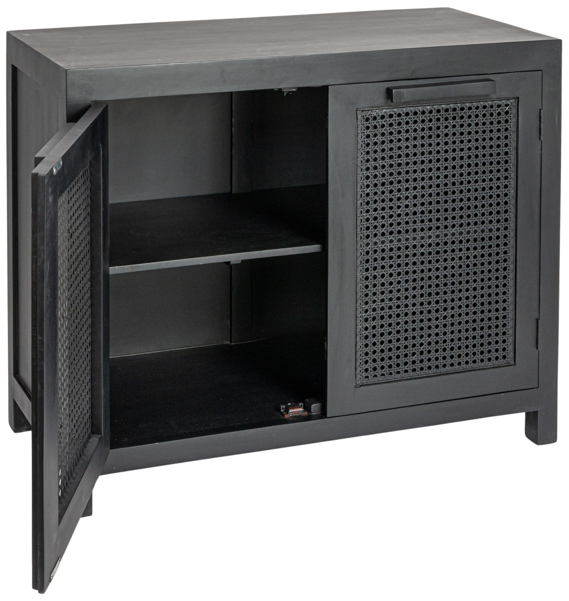 Mango Wood & Cane 2-Door Accent Cabinet