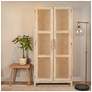 1_Mango Wood & Cane 2-Door Curio Cabinet