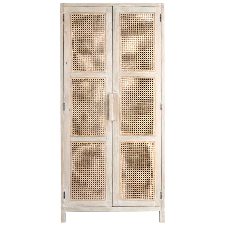 Image 3 Mango Wood & Cane 2-Door Curio Cabinet more views