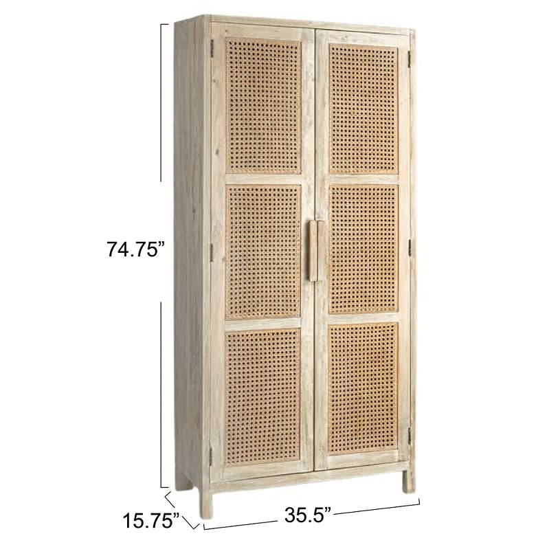 Image 4 Mango Wood & Cane 2-Door Curio Cabinet more views