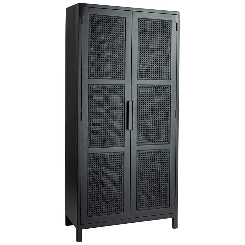 Image 2 Mango Wood & Cane 2-Door Curio Cabinet