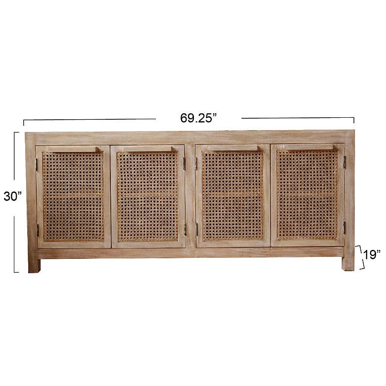 Image 3 Mango Wood & Cane 4-Door Sideboard Cabinet more views