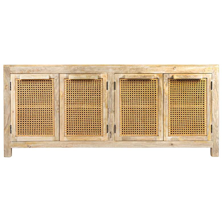 Image 4 Mango Wood & Cane 4-Door Sideboard Cabinet more views