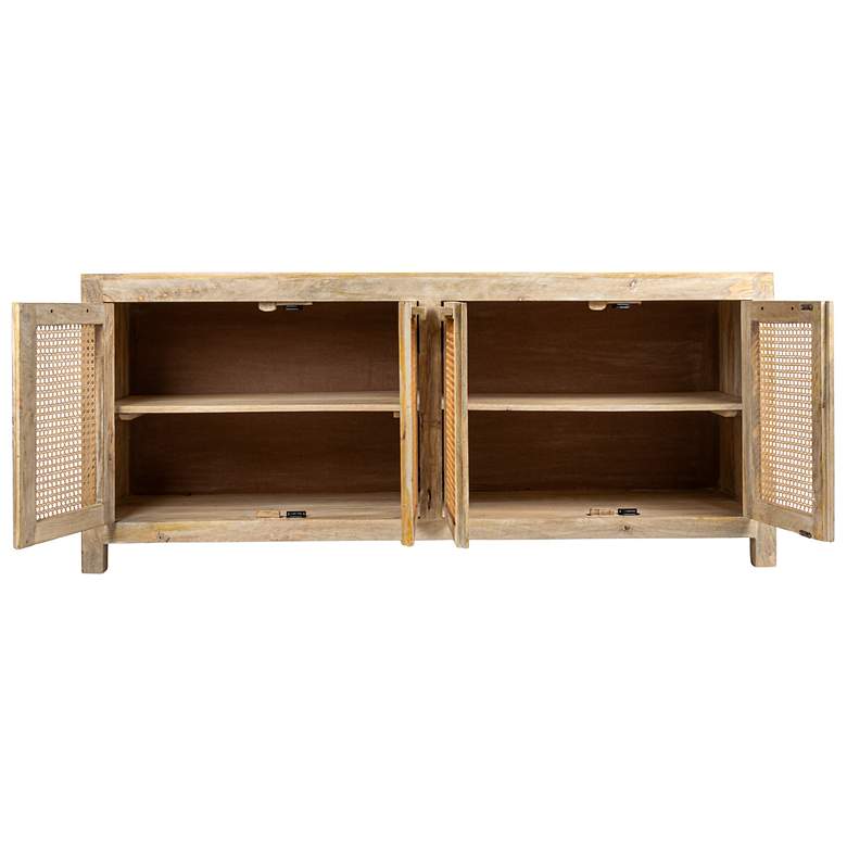 Image 6 Mango Wood & Cane 4-Door Sideboard Cabinet more views