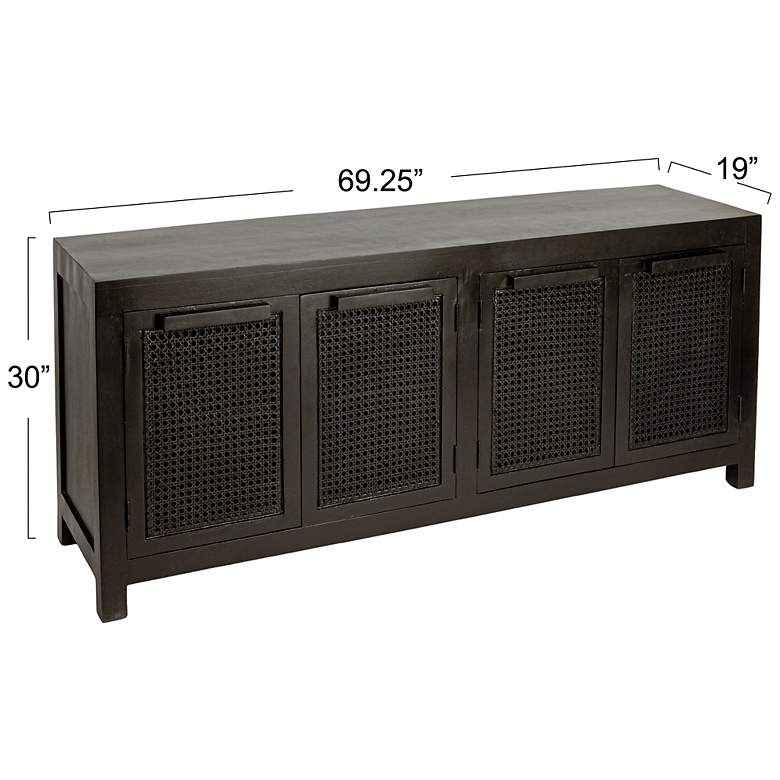 Image 3 Mango Wood & Cane 4-Door Sideboard Cabinet more views