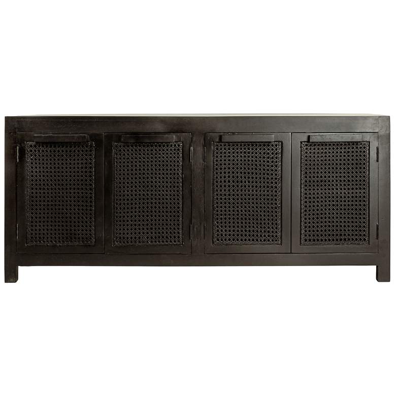 Image 4 Mango Wood & Cane 4-Door Sideboard Cabinet more views