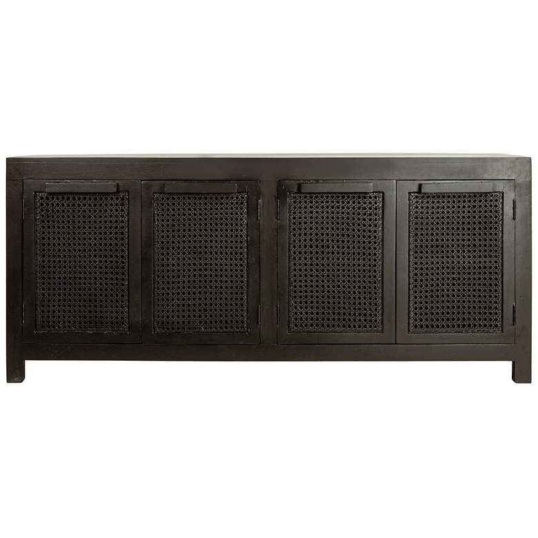 Image 6 Mango Wood & Cane 4-Door Sideboard Cabinet more views