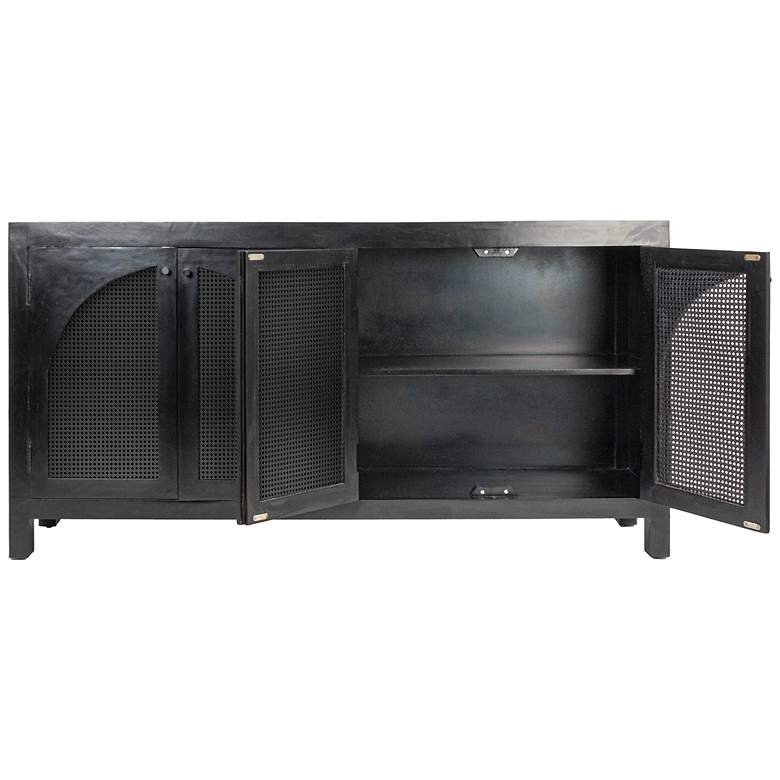 Image 5 Mango Wood & Cane Arched Door Sideboard Cabinet more views