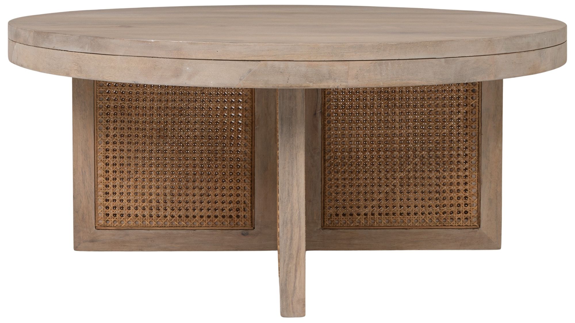 Image 4 Mango Wood & Cane Round Coffee Table, Natural more views