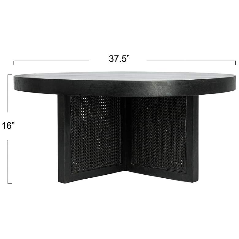 Image 3 Mango Wood & Cane Round Coffee Table more views