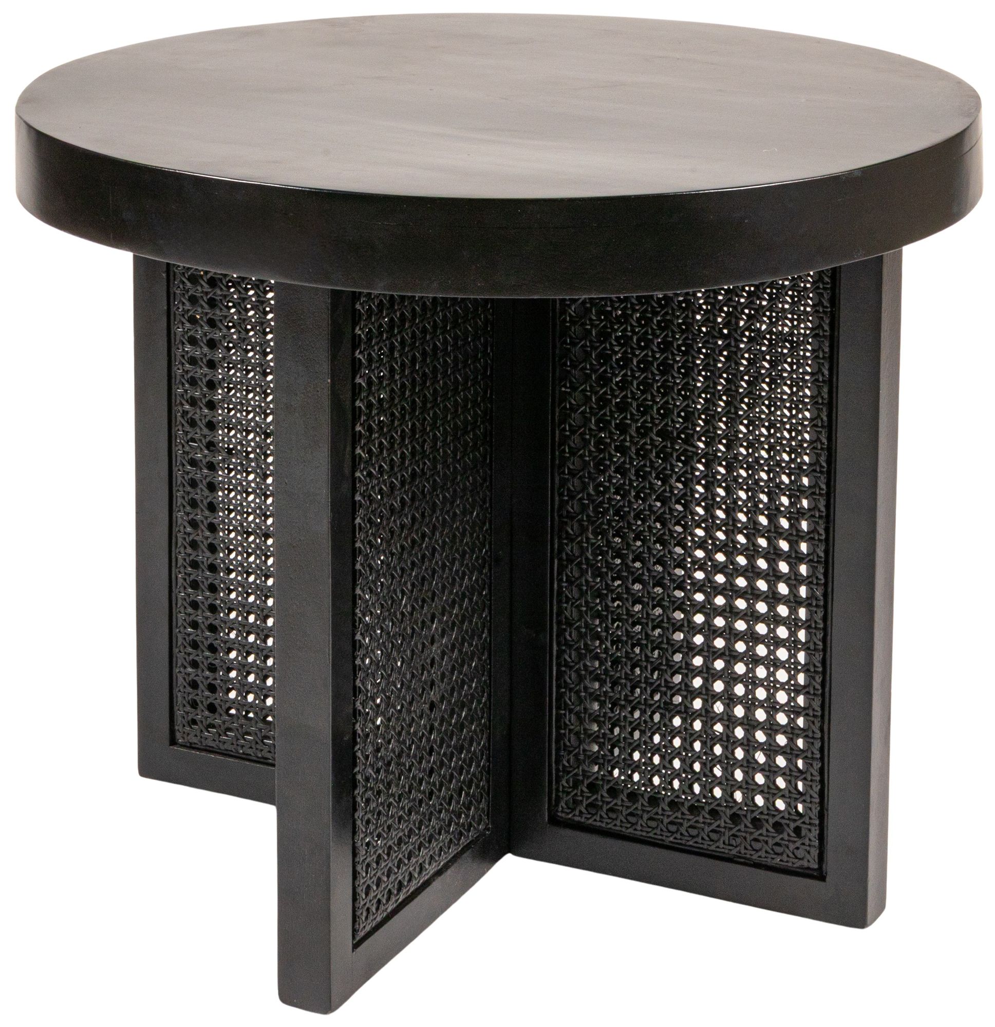 Mango Wood & Cane Round End Table