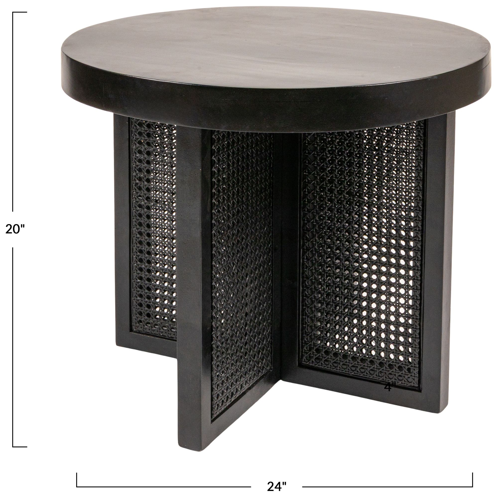 Image 3 Mango Wood & Cane Round End Table more views