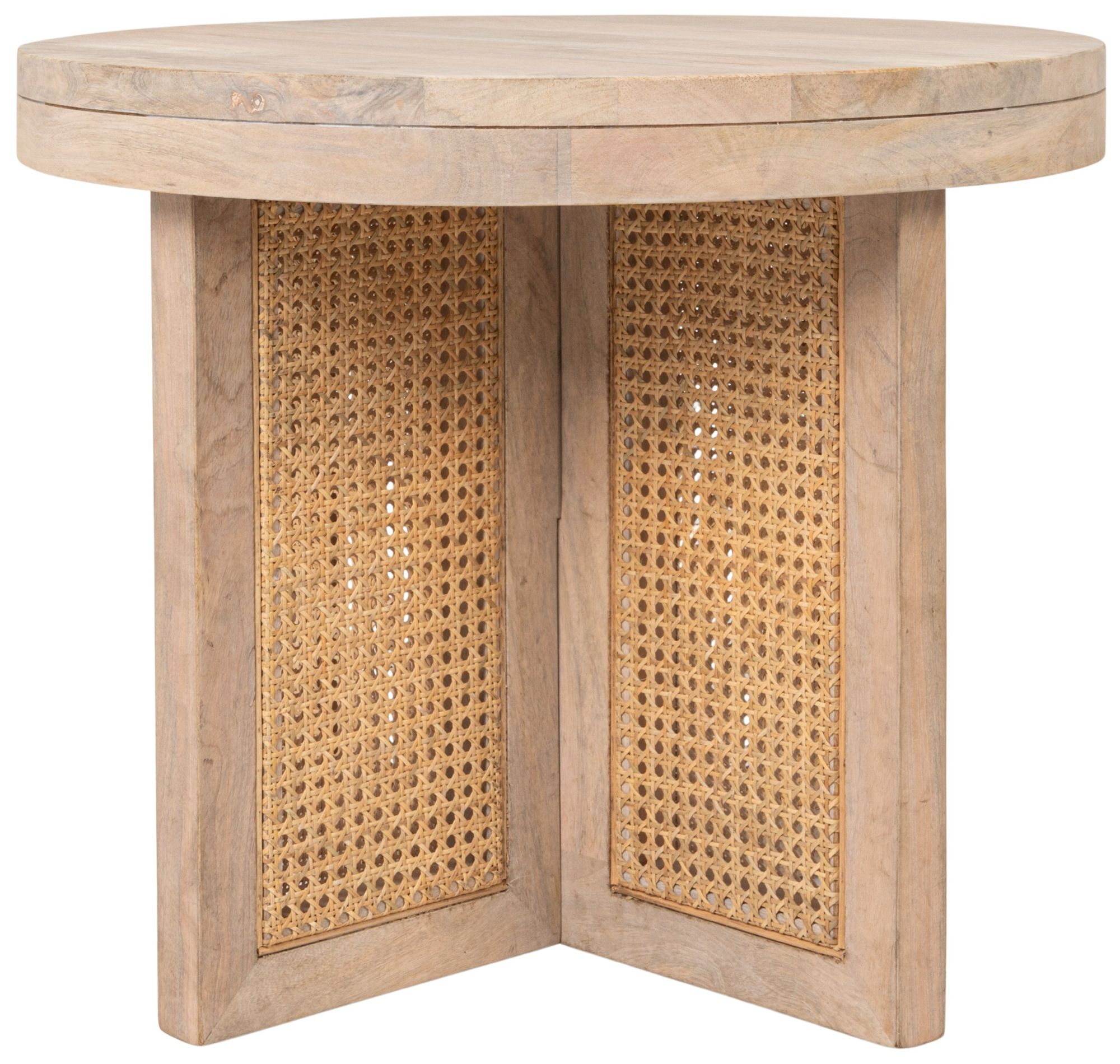 Image 6 Mango Wood & Cane Round Side Table, Natural more views