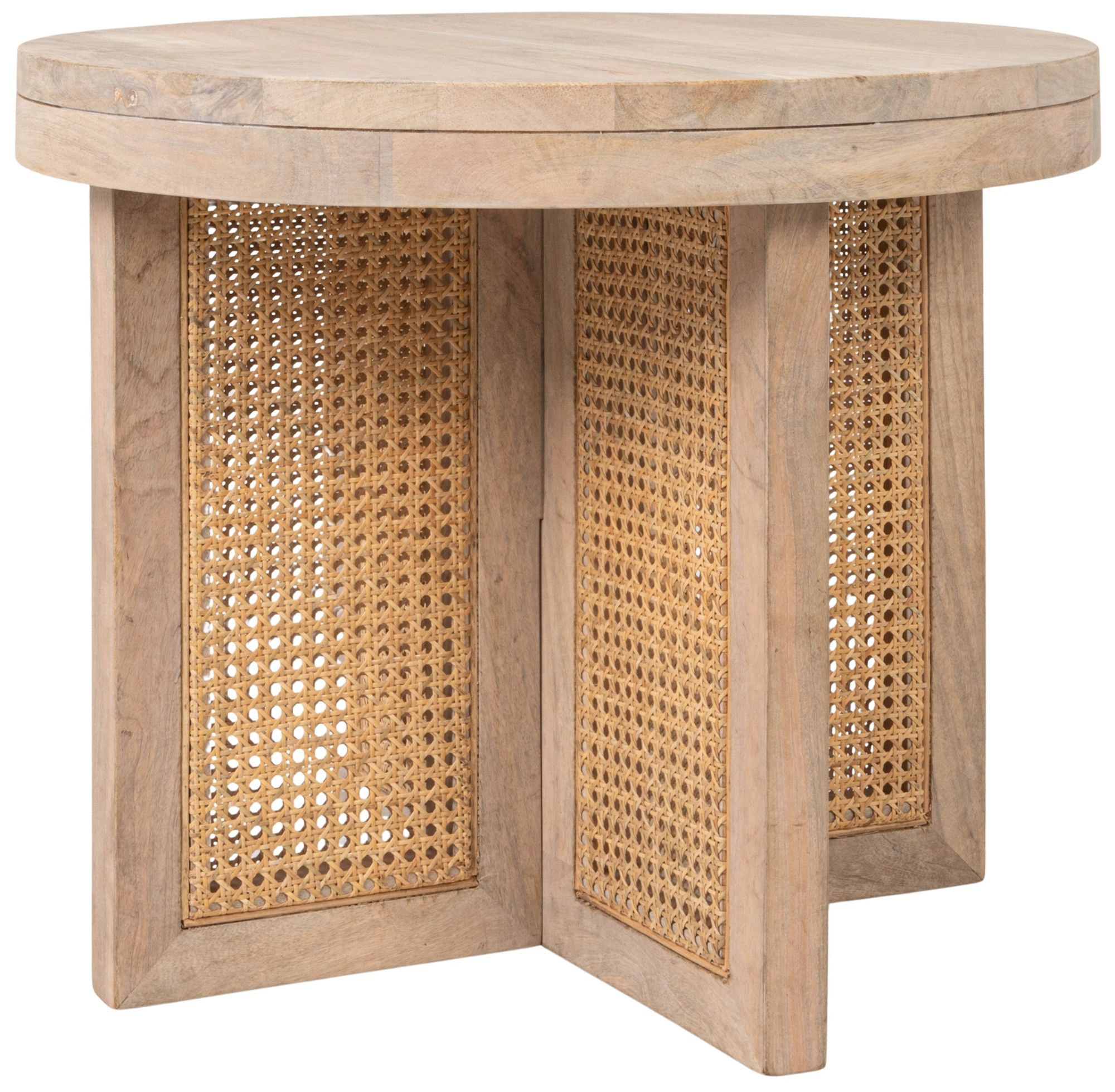 Image 7 Mango Wood & Cane Round Side Table, Natural more views