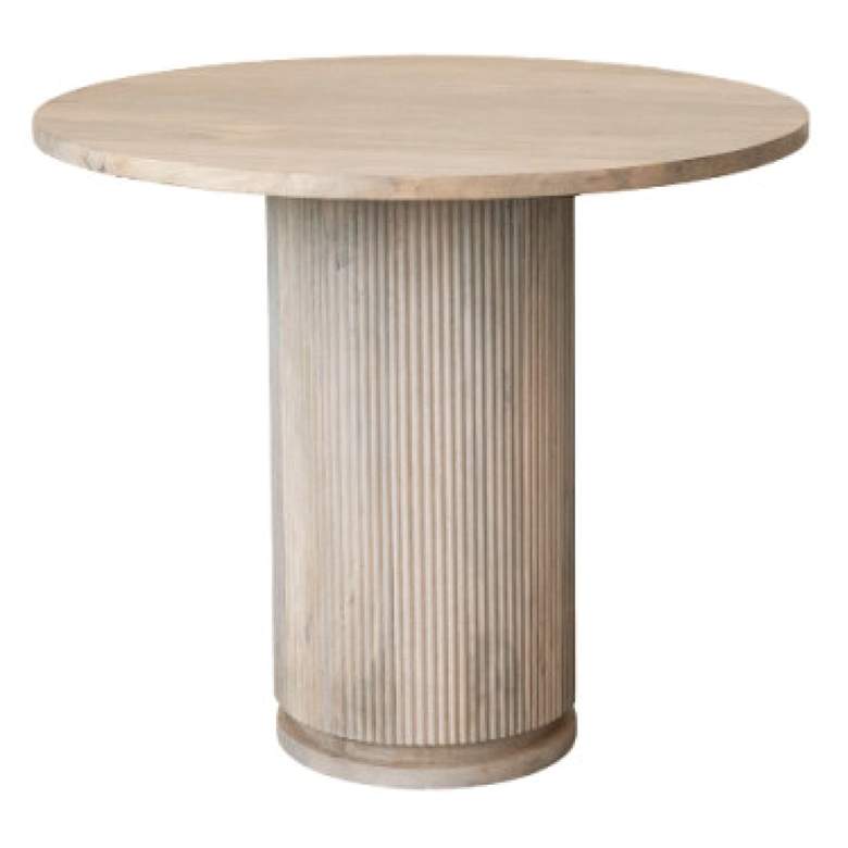 Image 2 Mango Wood Dining Table with Ribbed Base and Bleached Finish, Natural