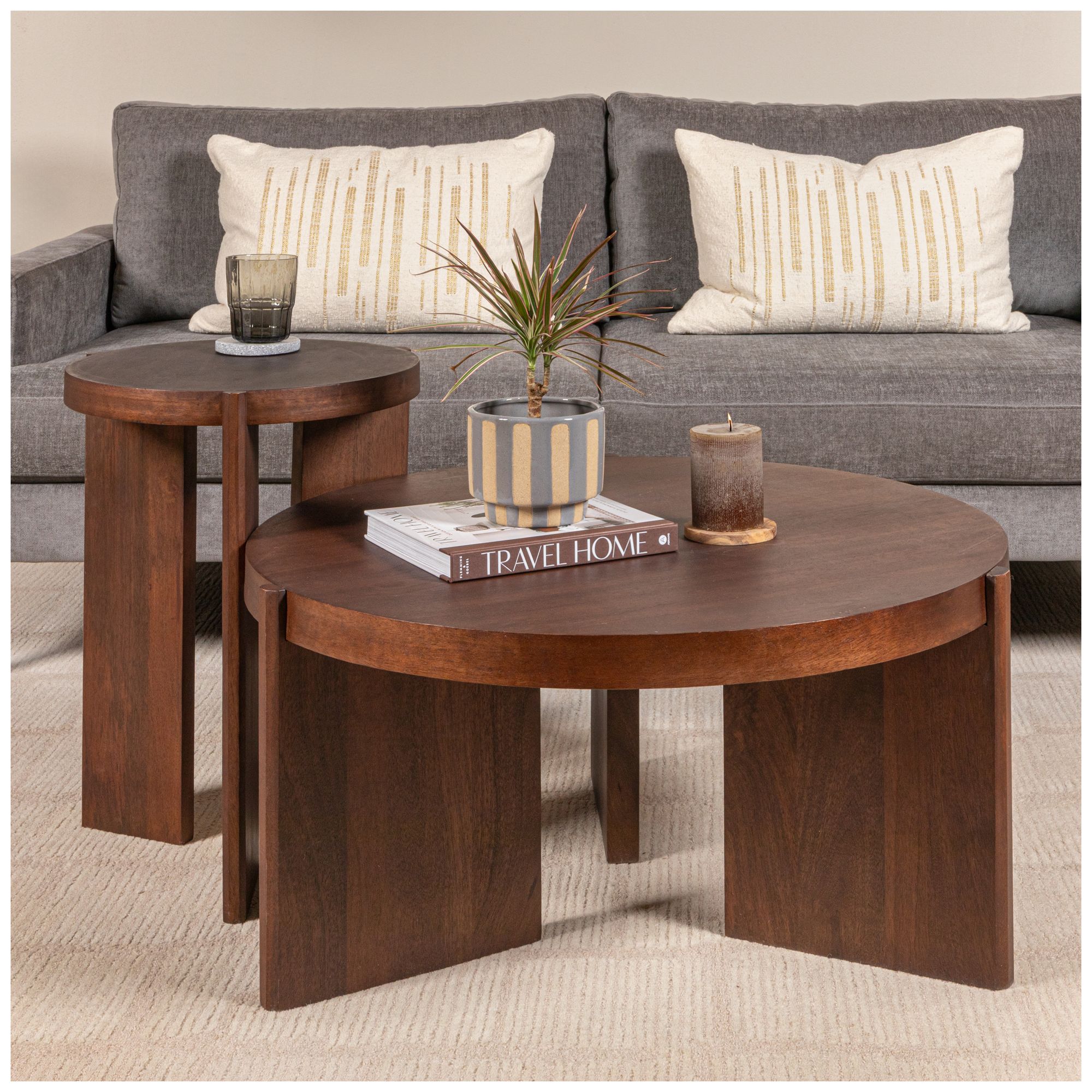 Image 3 Mango Wood Side Table, Walnut Finish more views