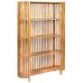 1_Mango Wood Slatted Bookcase with 4 Shelves, Natural