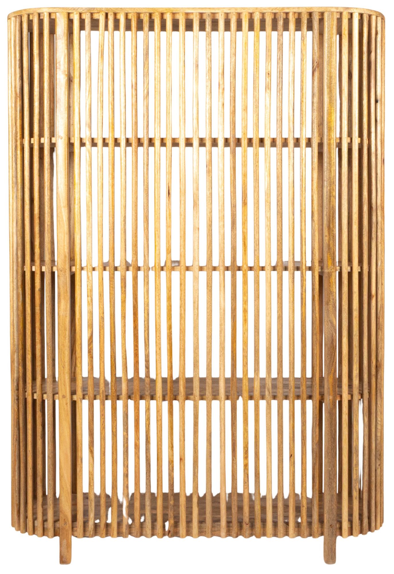 Image 2 Mango Wood Slatted Bookcase with 4 Shelves, Natural more views