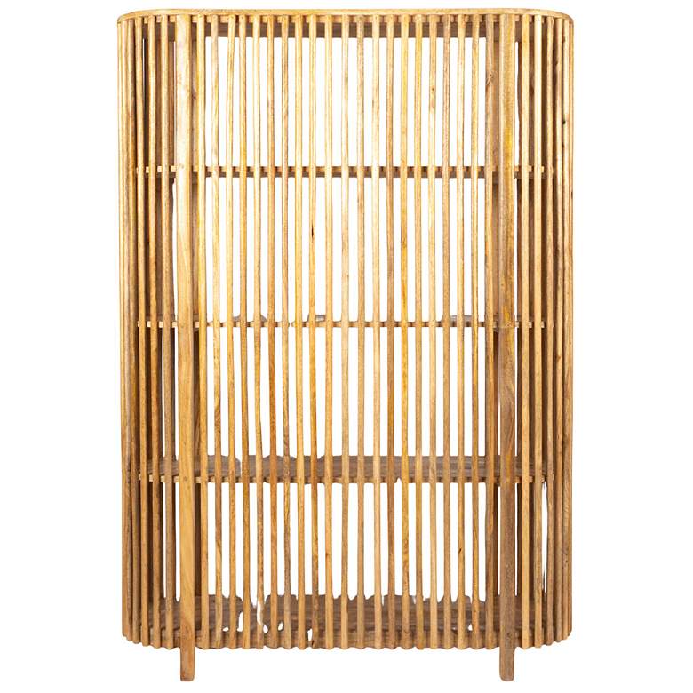 Image 2 Mango Wood Slatted Bookcase with 4 Shelves, Natural more views