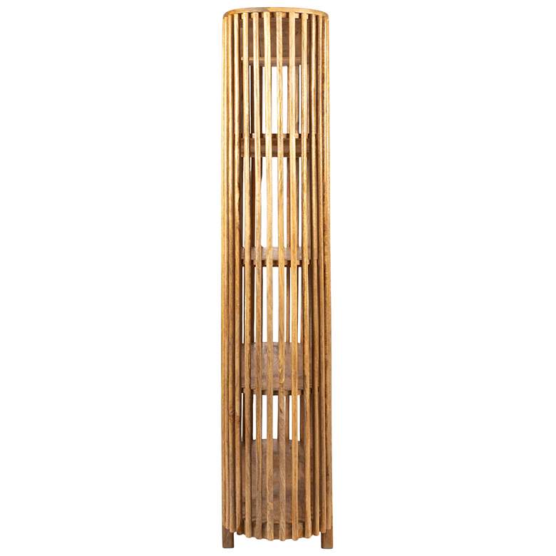 Image 4 Mango Wood Slatted Bookcase with 4 Shelves, Natural more views