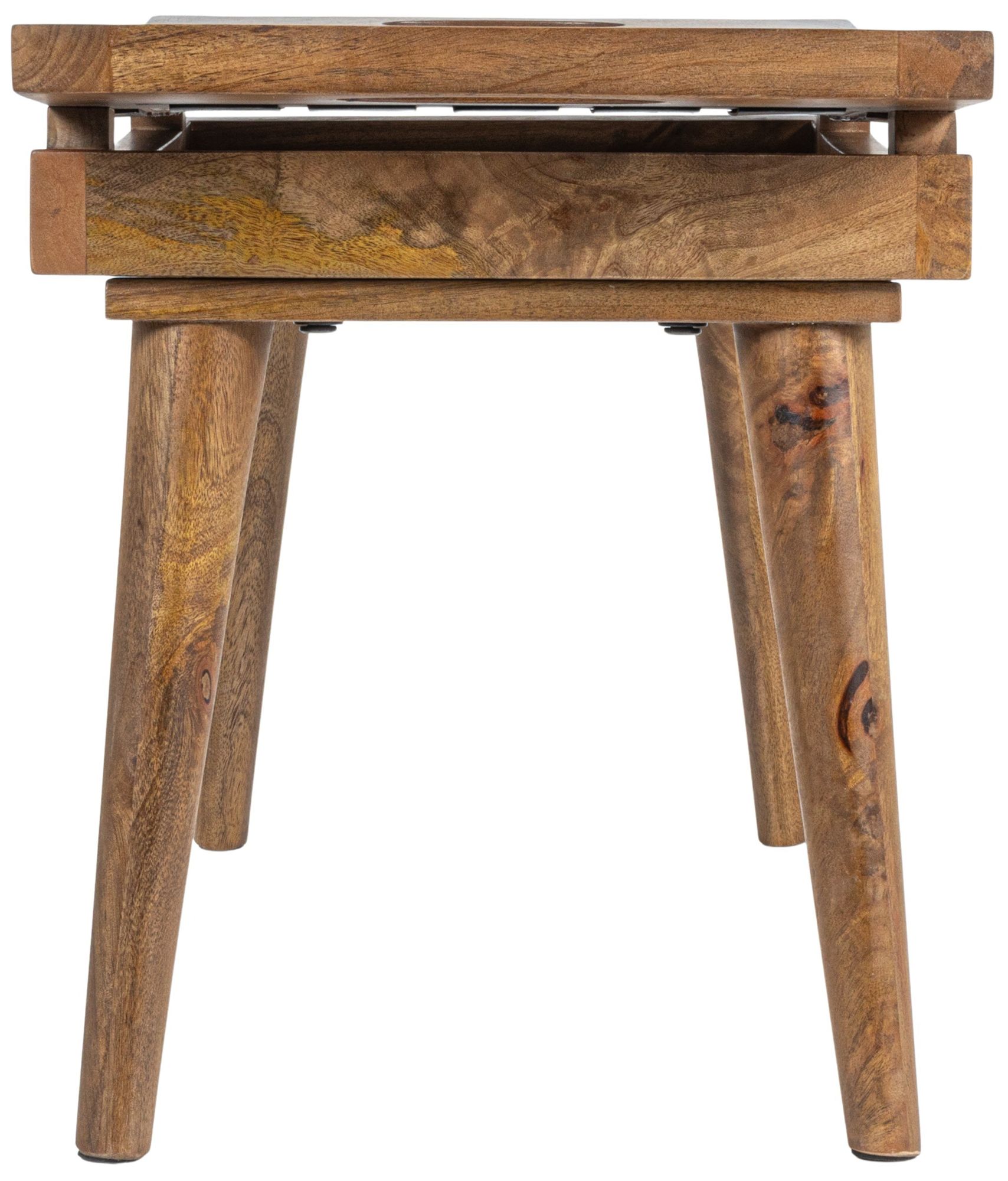 Image 4 Mango Wood Stool with Woven Leather Top, Black and Natural more views