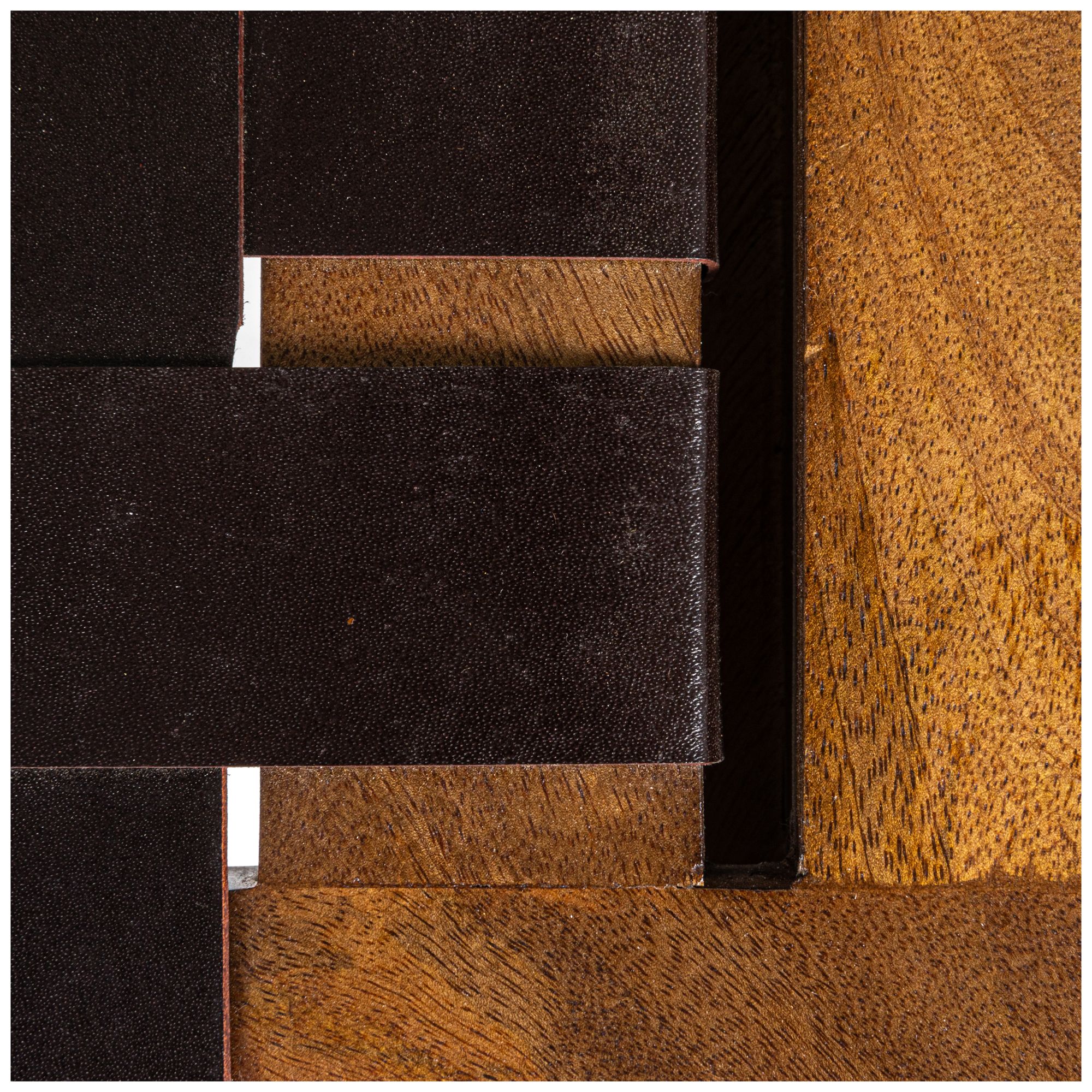 Image 5 Mango Wood Stool with Woven Leather Top, Black and Natural more views