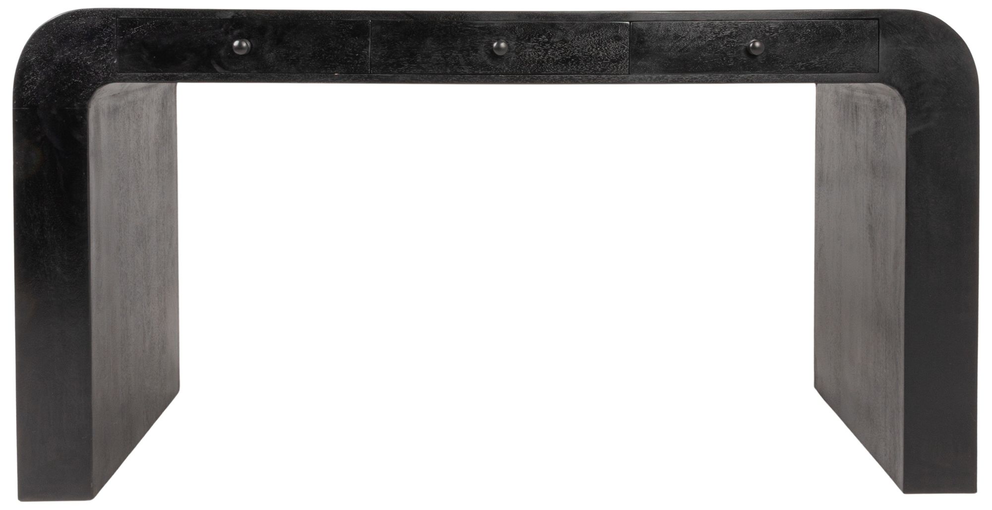 Mango Wood Waterfall Desk with 3 Drawers, Black