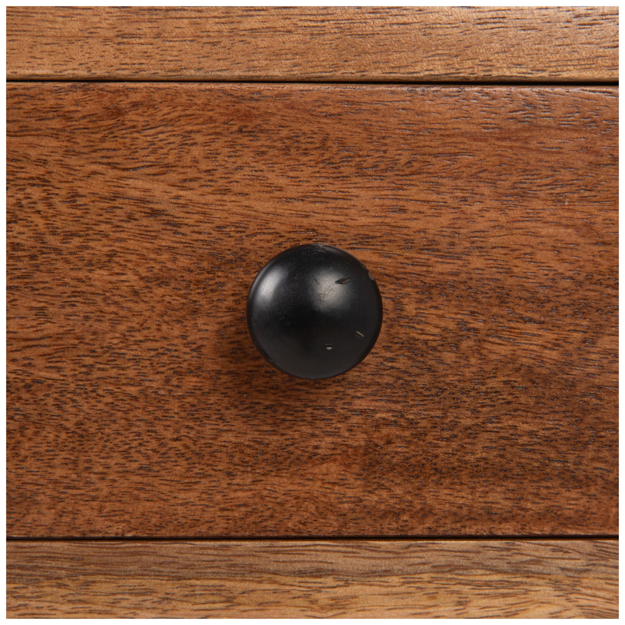 Mango Wood Waterfall Desk with 3 Drawers, Walnut Finish