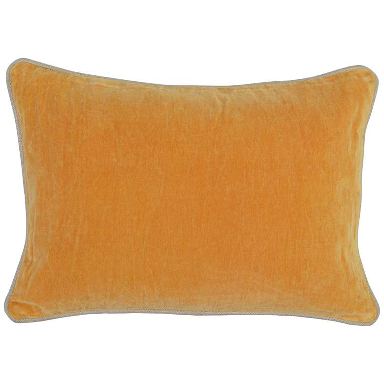Image 1 Mango Yellow-Orange 20 inch x 14 inch Cotton Velvet Throw Pillow