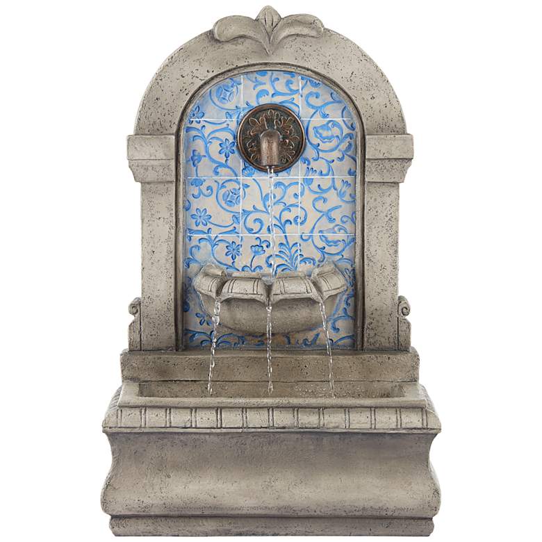 Manhasset 30 1/4 inch High Stone and Blue Outdoor Floor Fountain