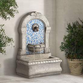 Image1 of Manhasset 30 1/4" High Stone and Blue Outdoor Floor Fountain