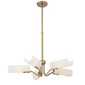 Image1 of Manhasset 30" Wide Old Satin Brass 5 Light Chandelier