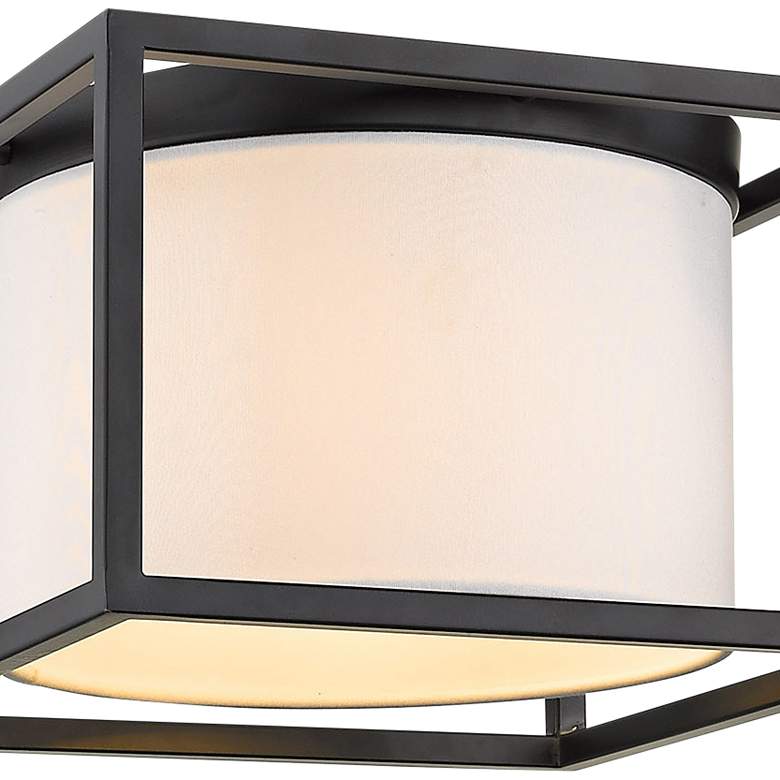 Image 3 Manhattan 12" Wide Matte Black 2-Light Flush Mount With Modern White S more views