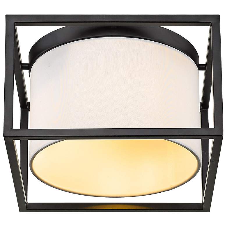 Image 7 Manhattan 12" Wide Matte Black 2-Light Flush Mount With Modern White S more views