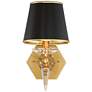 Manhattan 13" High Black and Brass Crystal Wall Sconce Set of 2